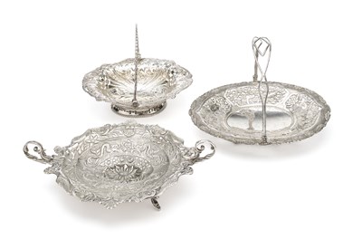 Lot 60 - THREE SILVER SWEETMEAT BASKETS