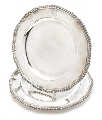 Lot 185 - A PAIR OF GEORGE III SILVER PLATES, FOGELBERG & GILBERT, LONDON, 1792