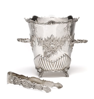 Lot 64 - A SPANISH ICE BUCKET AND PAIR TONGS, MADRID, 1990s