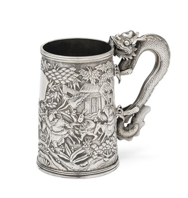 Lot 56 - A CHINESE SILVER MUG, LEECHING, CANTON OR HONG KONG, SECOND HALF 19TH CENTURY