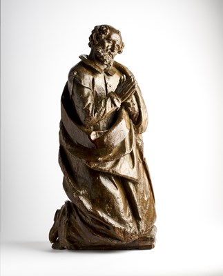 Lot 45 - A DONOR FIGURE, UPPER RHENISH, LATE 15TH / EARLY 16TH CENTURY