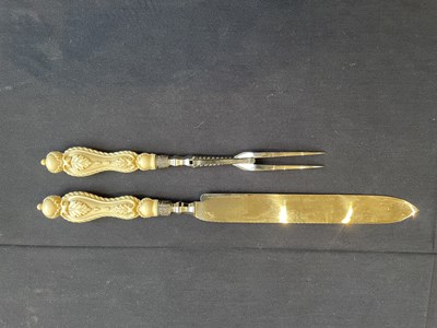 Lot 690 - A CASED IVORY MOUNTED CARVING SET, BROOKES & CROOKES, SHEFFIELD, CIRCA 1870