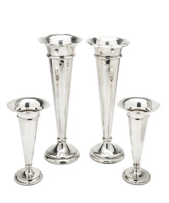 Lot 157 - A PAIR OF EDWARDIAN SILVER LARGE VASES, WILLIAM COMYNS & SONS, LONDON, 1905