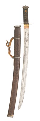 Lot 9 - A CHINESE SWORD (DAO) WITH SILVERED IRON MOUNTS