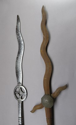 Lot 13 - TWO CHINESE ORNAMENTAL SPEARS (QIANG)