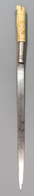 Lot 29 - ËœA LONG DAGGER WITH CARVED IVORY HILT, PROBABLY BURMESE