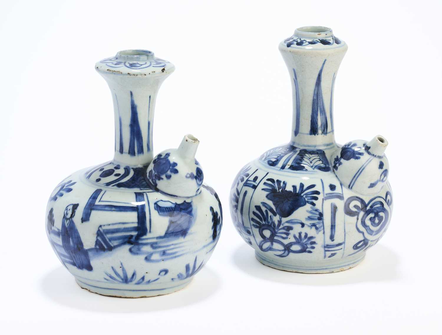 Lot 51 - TWO CHINESE BLUE AND WHITE KENDI, 16/17TH CENTURY