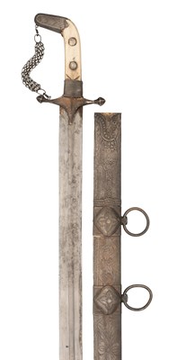 Lot 58 - AN ARABIAN SILVER-MOUNTED SWORD