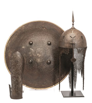 Lot 73 - A PERSIAN DECORATED PART ARMOUR, QAJAR, 19TH CENTURY