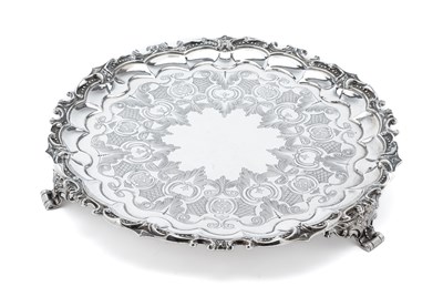 Lot 218 - A VICTORIAN SILVER SALVER, HAYNE & CO, LONDON, 1842