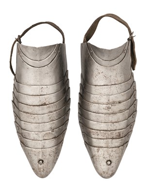 Lot 188 - A PAIR OF SABATONS IN THE GERMAN "GOTHIC" STYLE OF THE LATE 15TH CENTURY