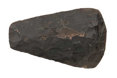 Lot 202 - A FLINT AXEHEAD, PROBABLY BRITISH MIDDLE TO UPPER PALEOLITHIC CIRCA 150,000-10,000 B.C.