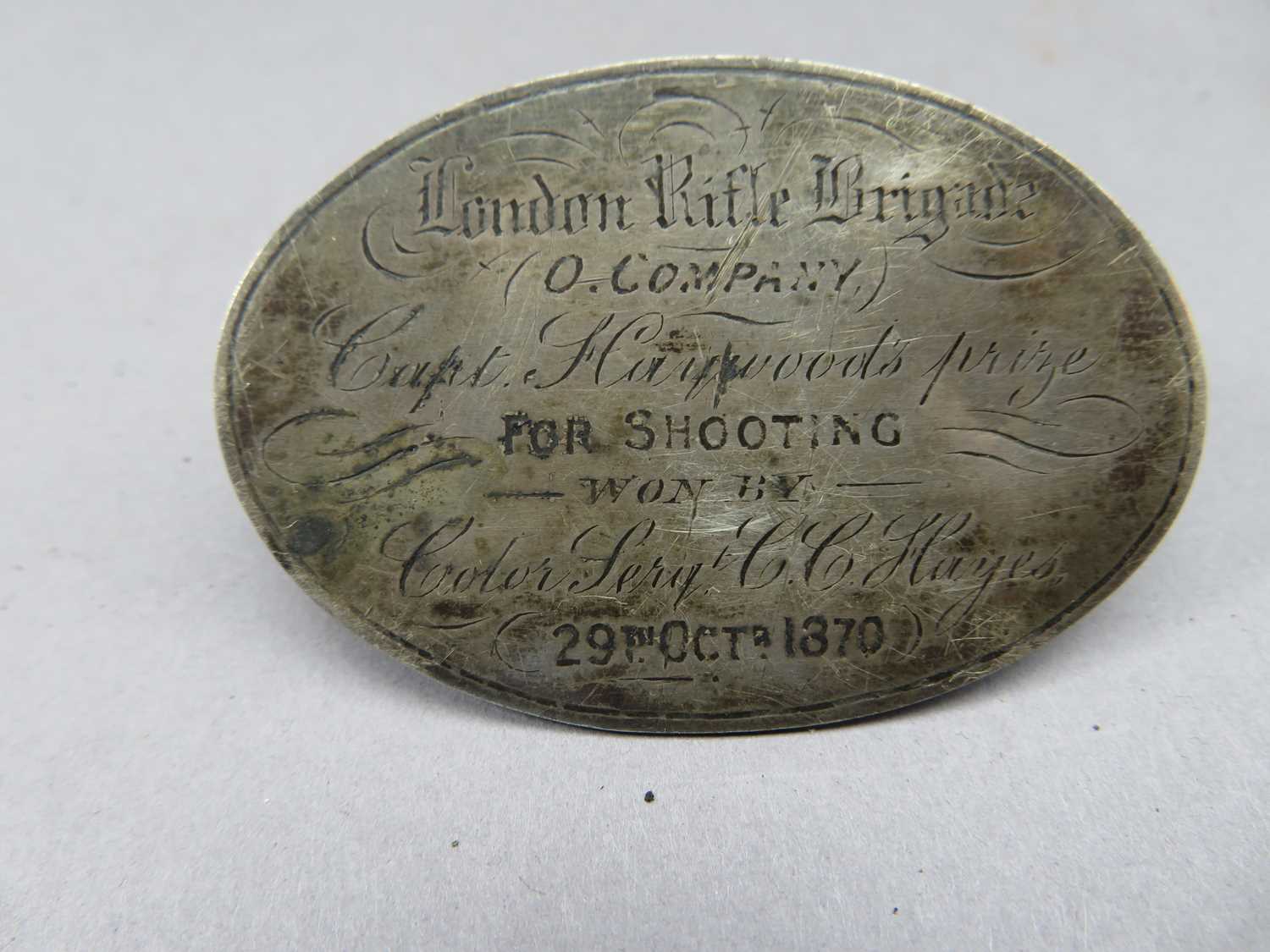 Lot 203 - A SILVER PRESENTATION PLAQUE FOR SHOOTING