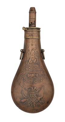 Lot 226 - AN AMERICAN 'PEACE' GUNPOWDER FLASK BY BATTY
