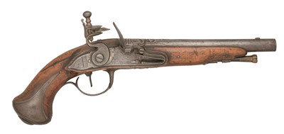 Lot 255 - A 22 BORE FLINTLOCK FRENCH PISTOL BY POULCE Ã€ SEDAN