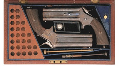 Lot 262 - AN UNUSUAL CASED PAIR OF .44 CALIBRE RIM-FIRE D.B.TURNOVER PISTOLS BY J.RIGBY & CO.