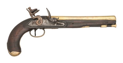 Lot 270 - â€¡A 16 BORE FLINTLOCK PISTOL OF MILITARY TYPE BY H.W.MORTIMER