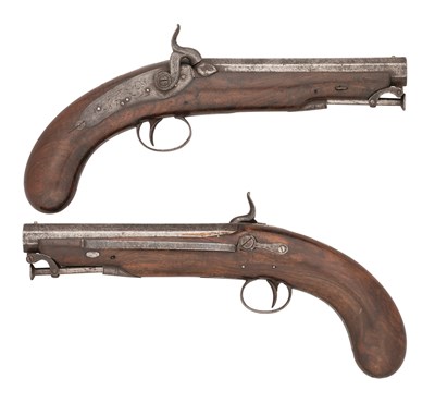 Lot 273 - A PAIR OF 25 BORE PERCUSSION OFFICER'S PISTOLS PRESENTED TO MR GEORGE BROWN