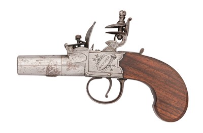 Lot 290 - A 40 BORE FLINTLOCK BOX-LOCK POCKET PISTOL BY MATHER