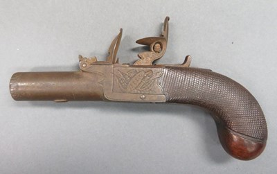 Lot 292 - A 40 BORE FLINTLOCK POCKET PISTOL SIGNED HILL