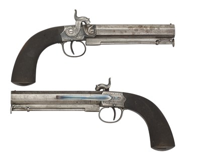 Lot 475 - A PAIR OF 16 BORE PERCUSSION BELT PISTOLS SIGNED W. ADAMS, LONDON, BIRMINGHAM PROOF MARKS, CIRCA 1840