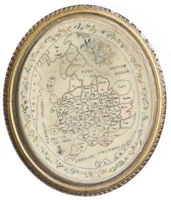 Lot 54 - A GEORGE III NEEDLEWORK MAP SAMPLER, WORKED BY SUSANNAH POYNDER, 1788