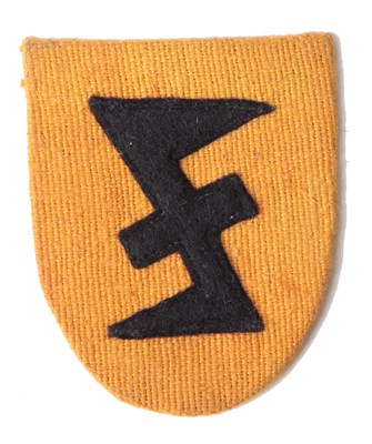 Lot 66 - A FLEMISH N.S.K.K. (GERMAN SERVICE) EMBROIDERED CLOTH 'WOLF HOOK' SLEEVE SHIELD DEVICE