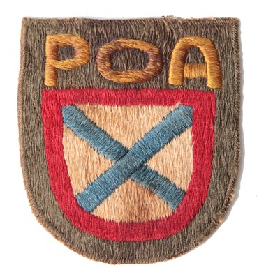 Lot 73 - A RUSSIAN VOLUNTEER 'POA' (RUSSKAIA OSVOBODITELNAIA ARMILA) - (GERMAN SERVICE) WOVEN SILK SLEEVE SHI