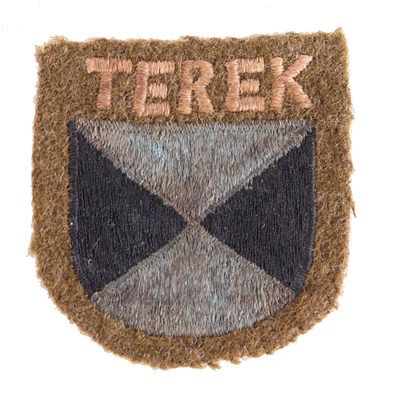 Lot 81 - A 6TH TEREK COSSACKS CAVALRY REGIMENT VOLUNTEER (GERMAN SERVICE) EMBROIDERED SLEEVE INSIGNIA