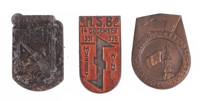 Lot 134 - HOLLAND: THREE DUTCH N.S.B. (NEDERLANDS SOCIALISTISCHE BEWEGING) DAY BADGES
