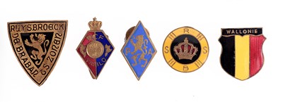 Lot 144 - BELGIUM: FIVE SECOND WORLD WAR PERIOD ENAMEL LAPEL BADGES