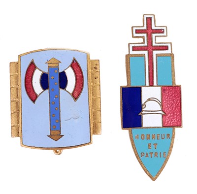 Lot 188 - FRANCE: TWO SECOND WORLD WAR METAL AND ENAMEL BADGES
