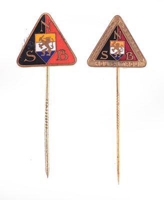 Lot 240 - HOLLAND: A RARE N.S.B (NEDERLANDS SOCIALISTISCHE BEWEGING) ENAMELED STICK-PIN - NUMBERED 19482