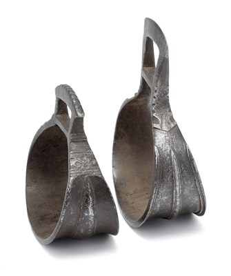 Lot 96 - TWO CENTRAL INDIAN IRON STIRRUPS, BIJAPUR, KARNATAKA