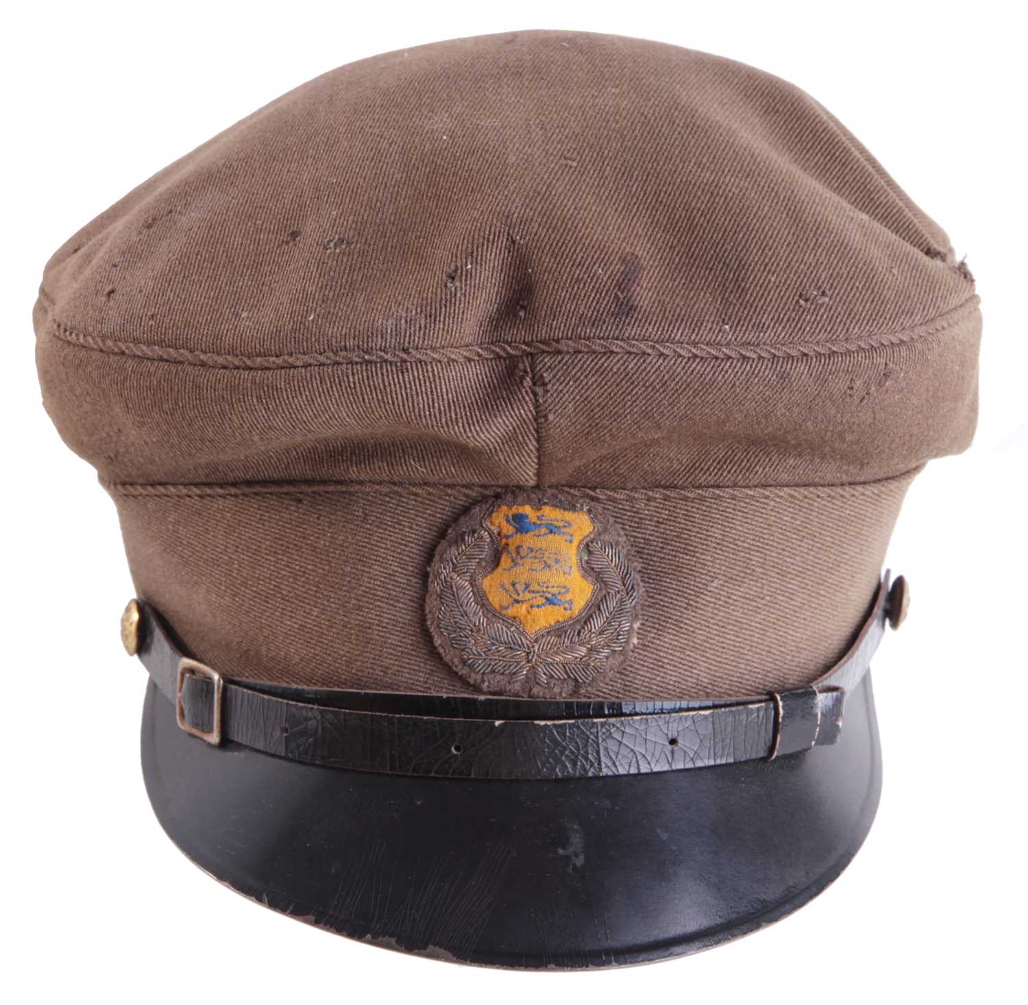 Lot 259 - A RARE SECOND WORLD WAR ESTONIAN VOLUNTEERS OFFICERS PEAKED CAP