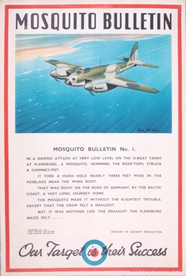 Lot 278 - OWEN MILLER - MOSQUITO BULLETIN NO. 1 - SECOND WORLD WAR PROPAGANDA POSTER