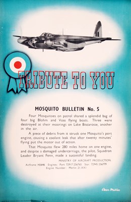 Lot 279 - OWEN MILLER - MOSQUITO BULLETIN NO. 5 - SECOND WORLD WAR PROPAGANDA POSTER