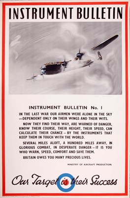 Lot 280 - OWEN MILLER - INSTRUMENT BULLETIN NO. 1 - SECOND WORLD WAR PROPAGANDA POSTER FOR THE MINISTRY OF AIR