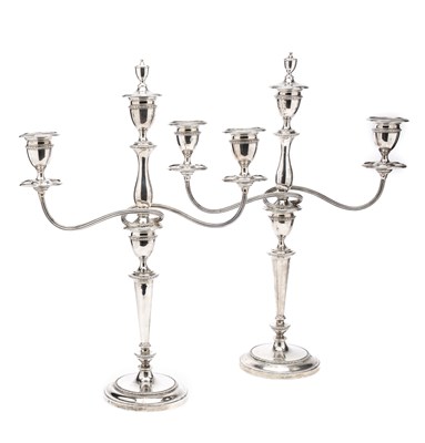 Lot 156 - A PAIR OF GEORGE V SILVER CANDELABRA, GEORGE EDWARDS & SONS, SHEFFIELD, 1910