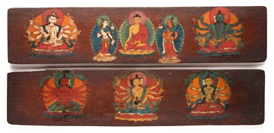 Lot 53 - â“Œ A PAIR OF PAINTED WOOD BOOKCOVERS