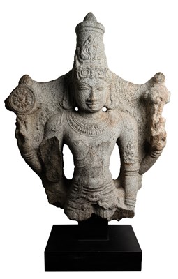 Lot 67 - A NEAR LIFESIZE UPPER PART OF A CHOLA FIGURE OF VISHNU