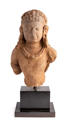 Lot 68 - A GUPTA RED SANDSTONE BUST OF A BODHISATTVA