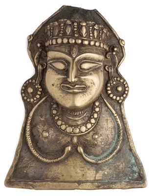 Lot 75 - A BRASS SIVA MASK (MOHRA)