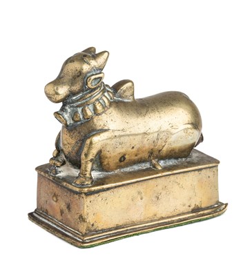 Lot 76 - A BRASS FIGURE OF NANDI BULL