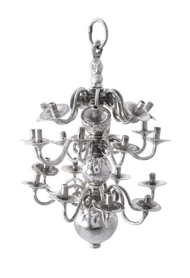 Lot 71 - A DUTCH SILVER MINIATURE CHANDELIER, JAN BONKET, AMSTERDAM, CIRCA 1770