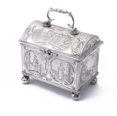 Lot 135 - A DUTCH SILVER MARRIAGE CASKET, DATED 1748