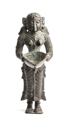 Lot 95 - A BRONZE FIGURE OF DIPALAKSHMI