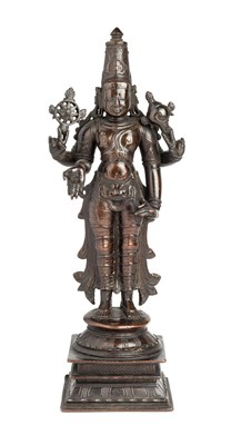 Lot 110 - A BRONZE FIGURE OF VISHNU