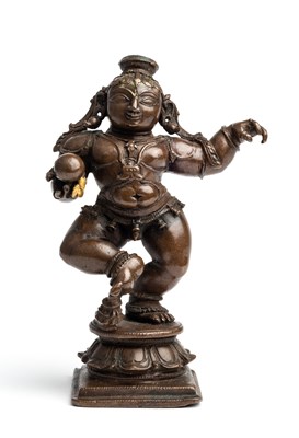 Lot 111 - A BRONZE DANCING FIGURE OF KRISHNA