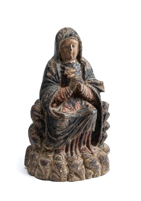 Lot 127 - A CARVED AND PAINTED WOOD FIGURE OF THE VIRGIN MARY